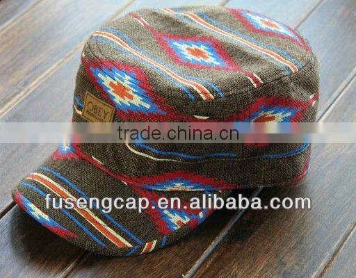Fashion Linen Military cap Flat Top cap