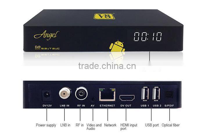2015 NEW Arrival Andriod Combo DVB-S2+T2+Cable V8 Angel satellite receiver Built in Bluetooth and WiFi Support IPTV & VOD