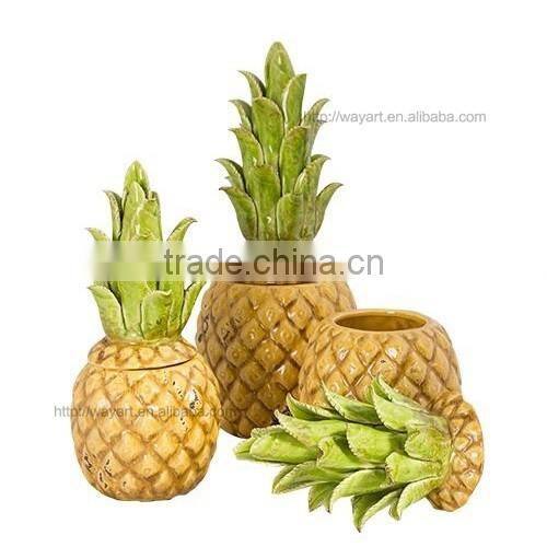 Decorative Gold Ceramic Pineapple canister