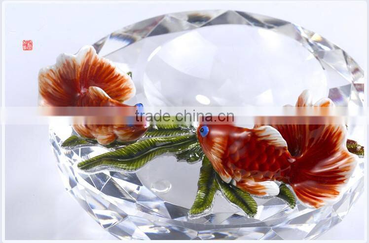 RORO Flourishing Luck craft home decorative crystal ashtray metal and pewter craft