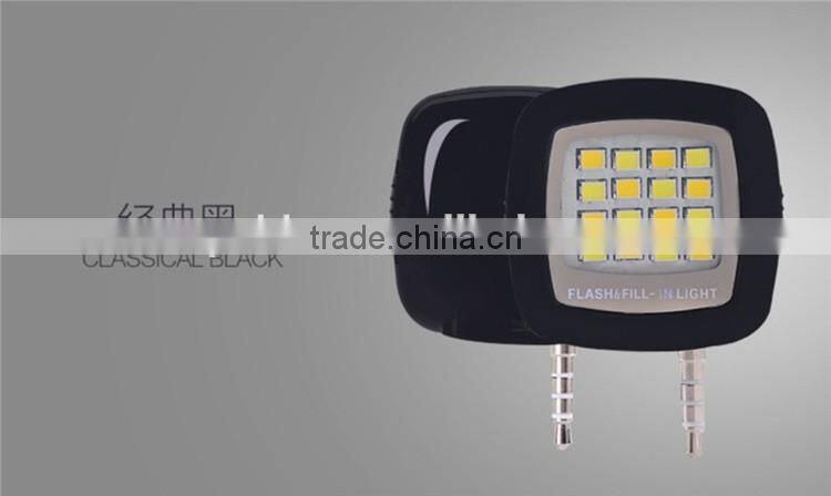Top Selling Camera Flash Light For IOS Android Mini Portable 3.5mm Jack Smart Selfie 16 LED Camera Flash Light