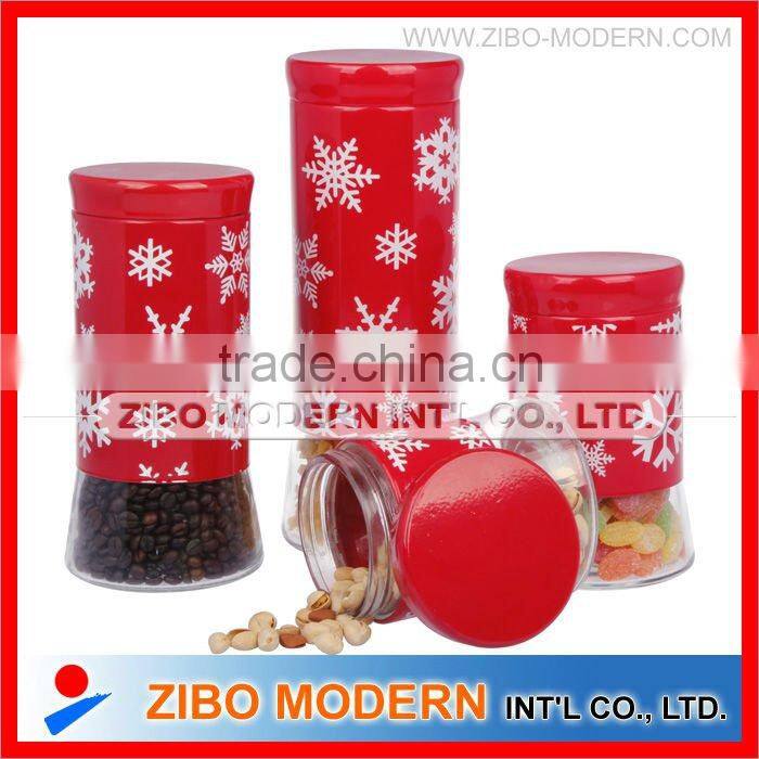 Glass jar wrapped with metal film