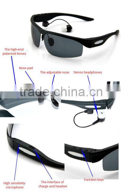 2014 top sale best stereo music sunglasses bluetooth handsfree