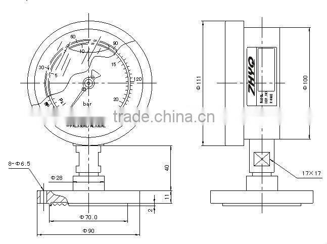 Flange diaphragm pressure gauge