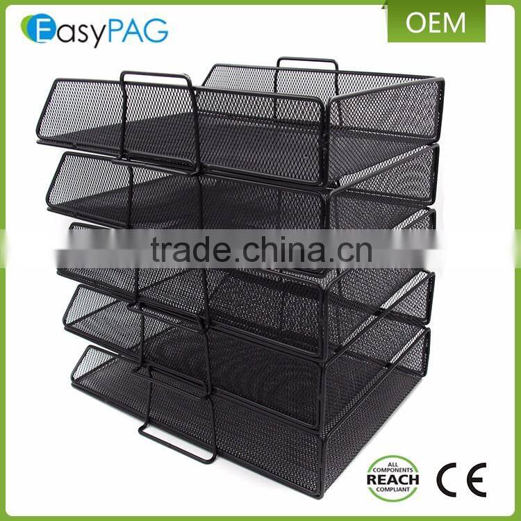 Good flanging school / office mesh desk supplies organizer 5 tier wall mounted file holder magazine rack