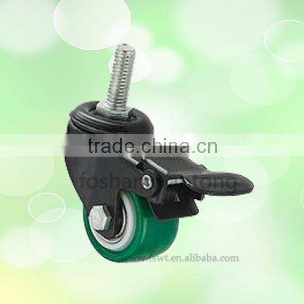 2.5 inch Suitcase Caster With Total Brake, PU Furniture Caster