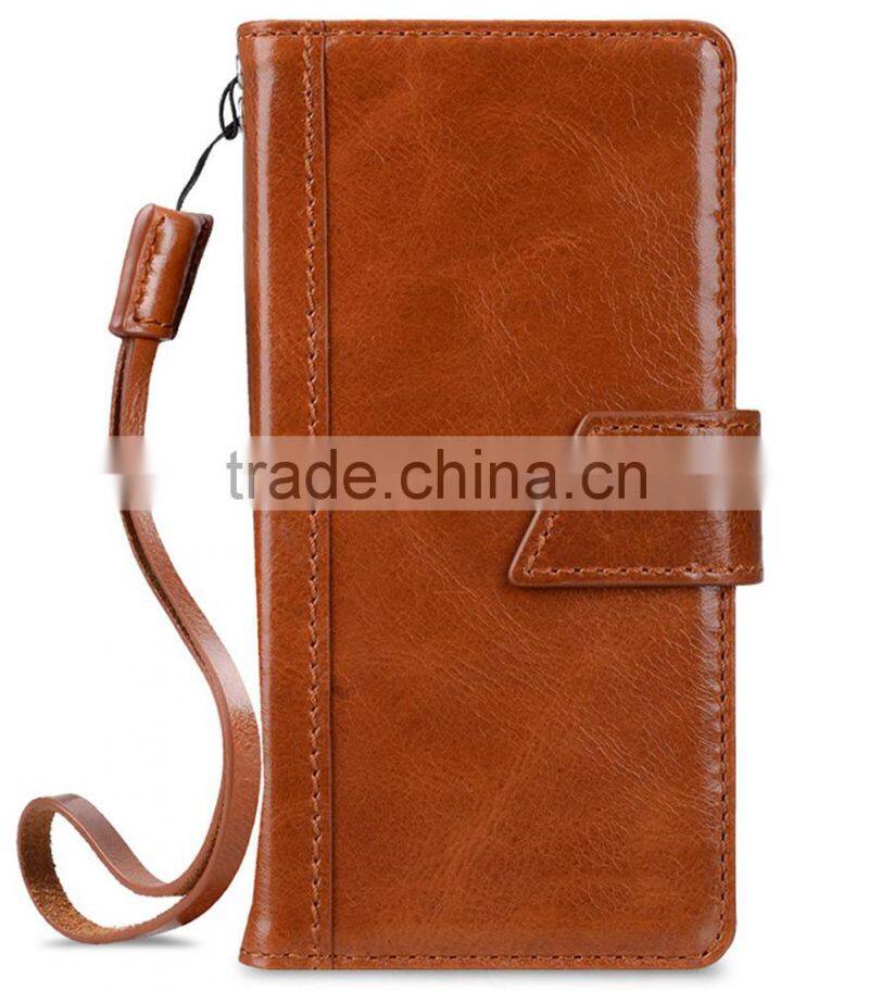 Strap Style Brown Wax Leather Mobile Phone Case for Samsung Galaxy Note 7