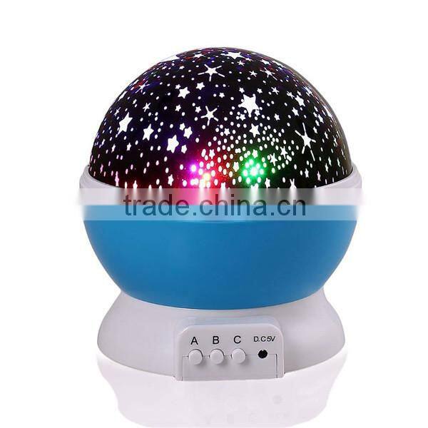 2016 New Romantic New Rotating Star Moon Sky Rotation Night Projector Light Lamp Projection with high quality Kids Bed Lamp