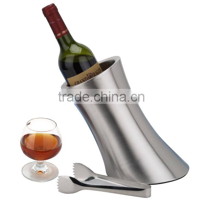Straight stainless steel Wine Cooler Bottle Chiller Ice Bucket
