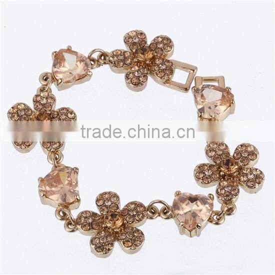 heart zircon floral bracelet