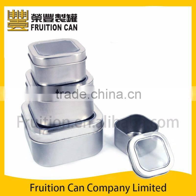 Square Tin Box Container with PVC Window