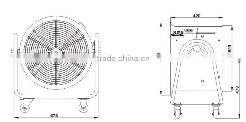 550w New designed single-phase wall mount fans with 1380rpm