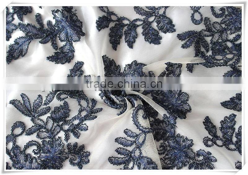Latest pattern design beads polyester fabric textile for cloths or dress