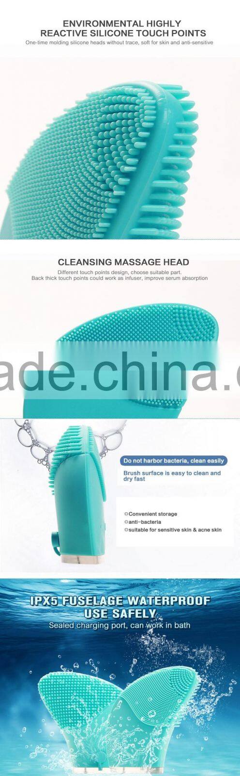 Ultrasonic Cleansing Face Massager Anti Aging Brush, Blemish Tool Exfoliator Makeup Treatment for Polish, Scrub, Microdermabrasi