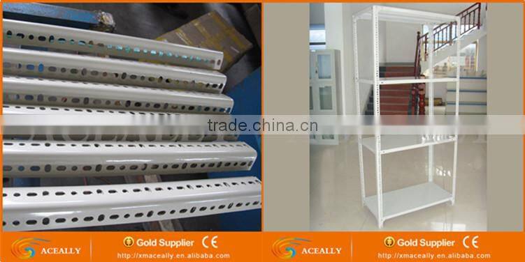 Aceally adjustable light duty industrial slotted angle shelving