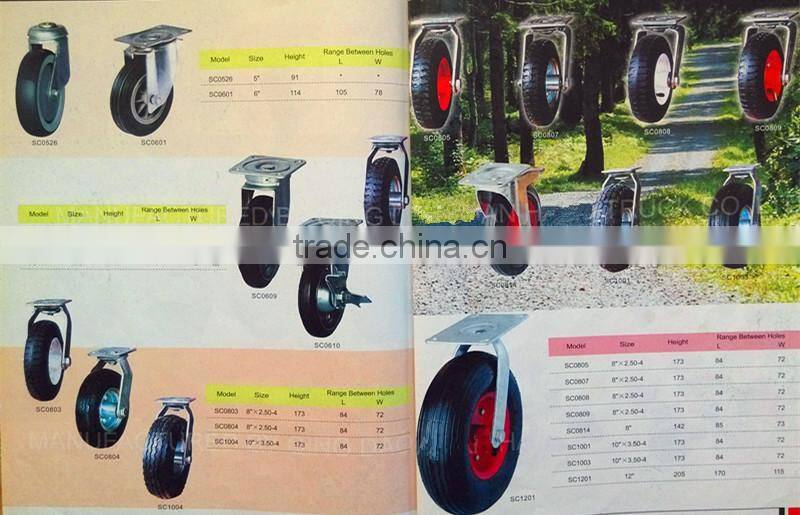 Manufacturer's high quality trundles 3''-12'' Rigid caster Rubber caster wheel for hand carts Truckle of platform trolley
