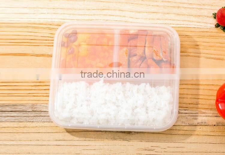 Disposable plastic food container for food take away and microwavable