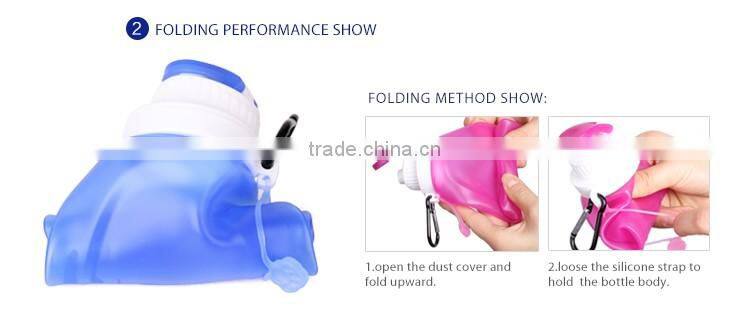 New design bottle bpa free 1L foldable food grade silicone water bottle