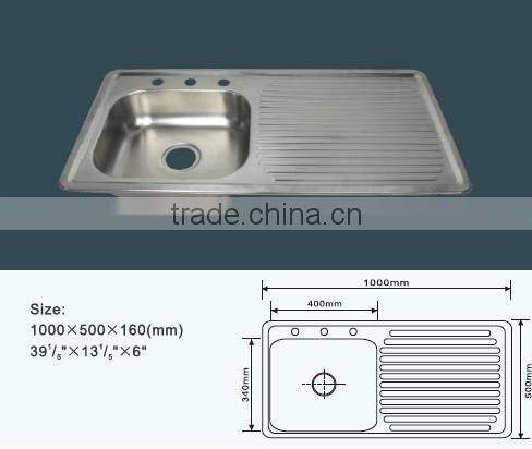 JZ-613 one bowl one tray ss kitchen sink
