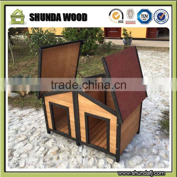 Quality Assured unique Openable Roof double Wooden dog kennel