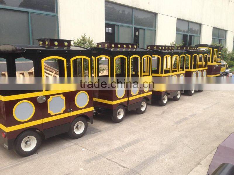 Kids trackless fun train, Mini electric train, Sighseeing electric train, Tourists use train