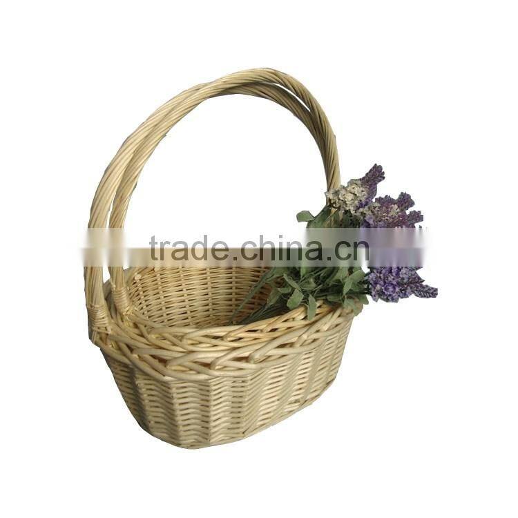 S&D cheap price handmade water proof wicker disposable willow oval gift basket with handle