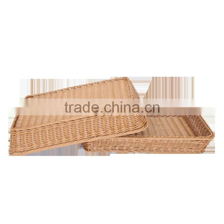 Handcraft PE rattan fruit vegetables basket double for supermarket display