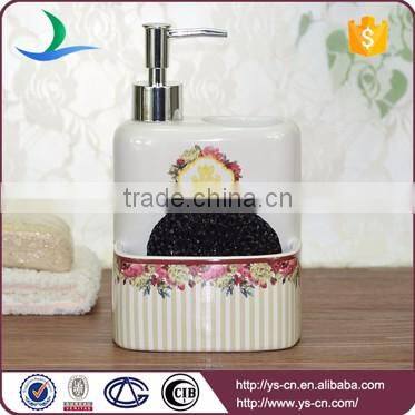 Square colorful stripe floral pattern ceramic handmade lotion dispenser