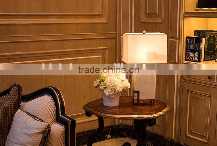 New design retangular shape jade body metal bottom fabric lampshade bedoom table lamp