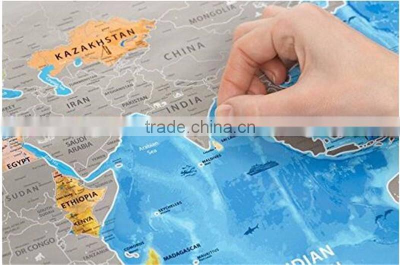 Detailed World Map with Scratch off Stickers Large Size and Tube Packaging