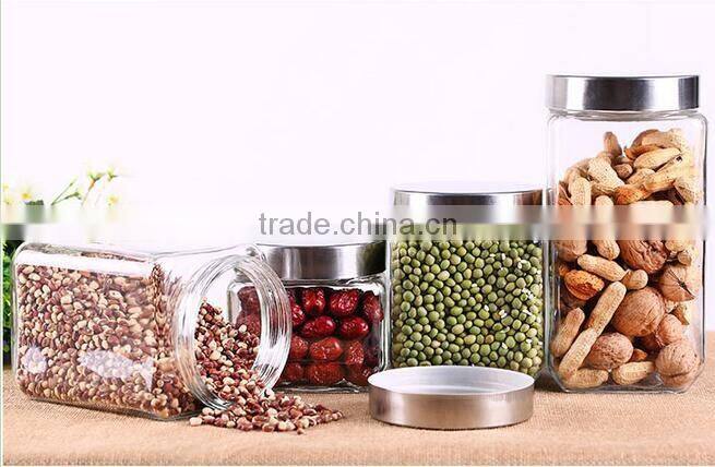 900ml Square candy glass jar square food glass jar square glass jar with lid