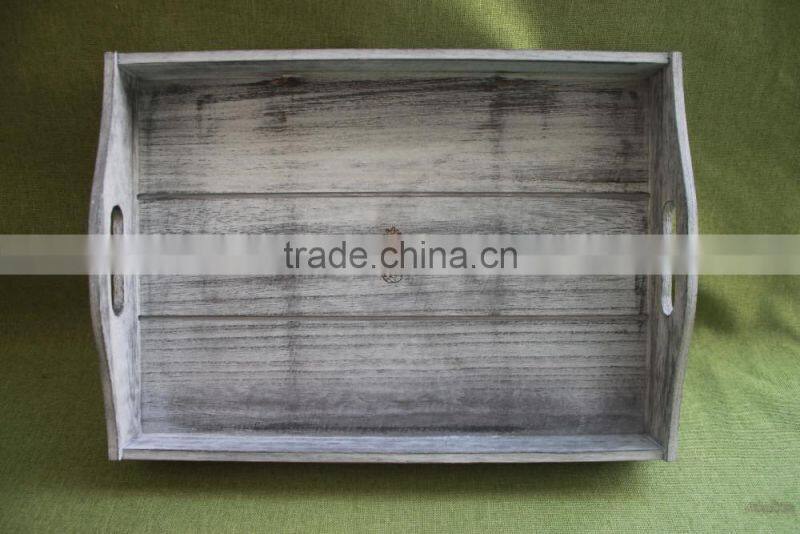 Rustic customized vintage balsa wooden food storage tray with laser engraving logo