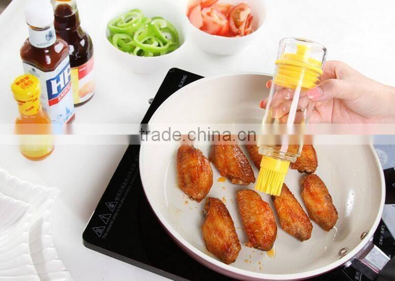 CY129 Olive Oil Vinegar Dispenser Bottle Basting Brush Pour Baste Store Space Saver Salad Dressing Cruet Food Storage Container