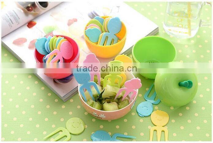 CY046 Apple Shape Plastic Fruit Forks Set with Stand Container Dessert Salad Forks for Kitchen Table Accessories