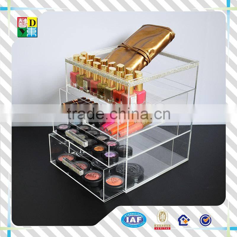 2015modern design acrylic make up container with high quality/good sale high transparent acrylic cosmetic display box from China