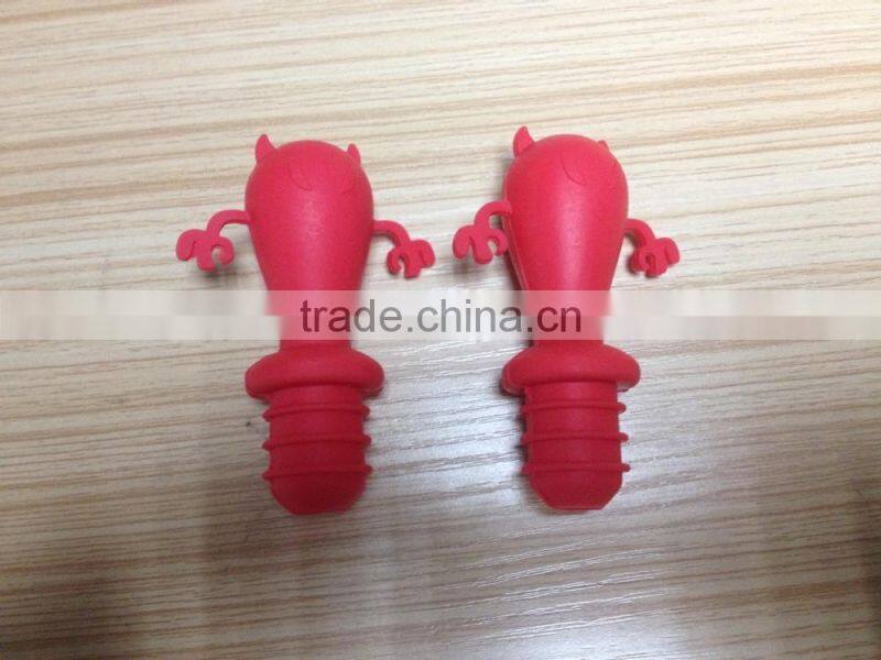 Cute pattern design 100% food grade silicone wine bottle stopper
