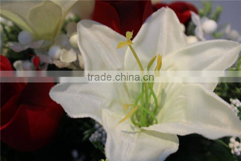 Home garden decorative wedding 70cm Height artificial plastic Flower bronze Bushing 7 heads lily rose EMG11 21W06