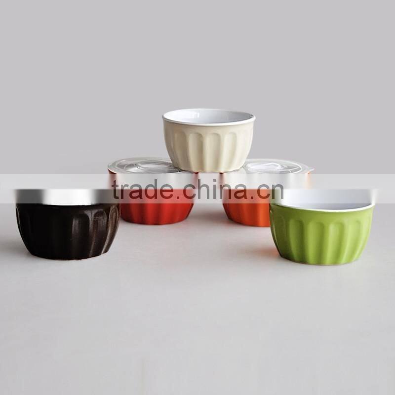 ceramic stripes solid color bowl