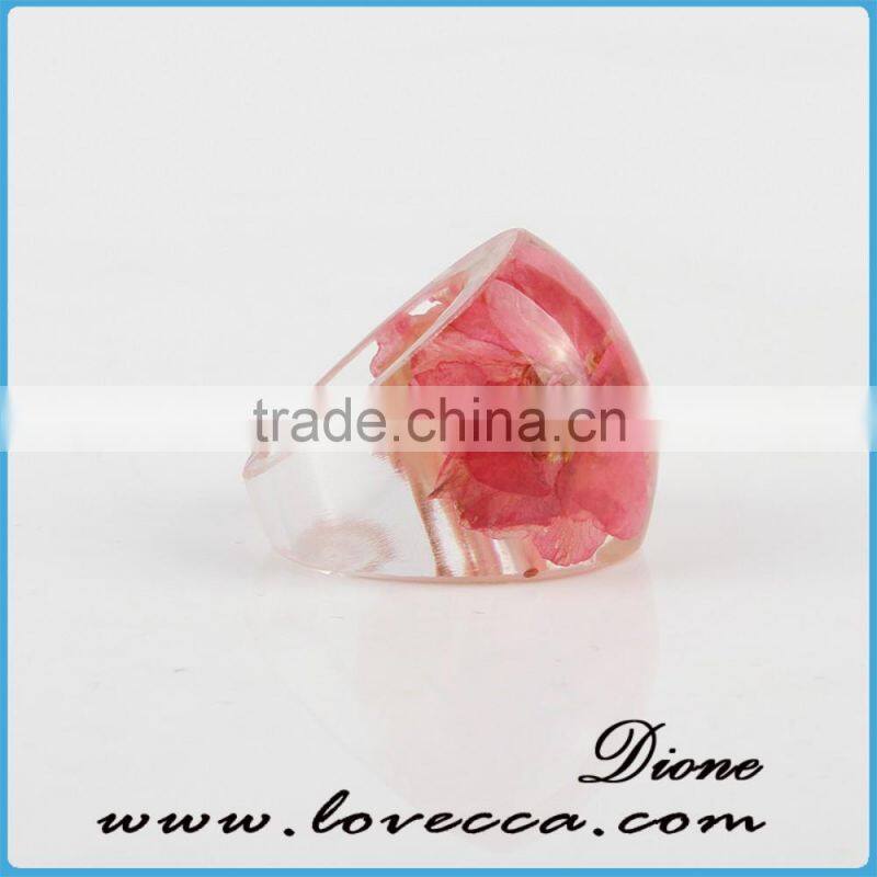 Resin crafts custom handmade jewelry clear dried flower resin ring for girls