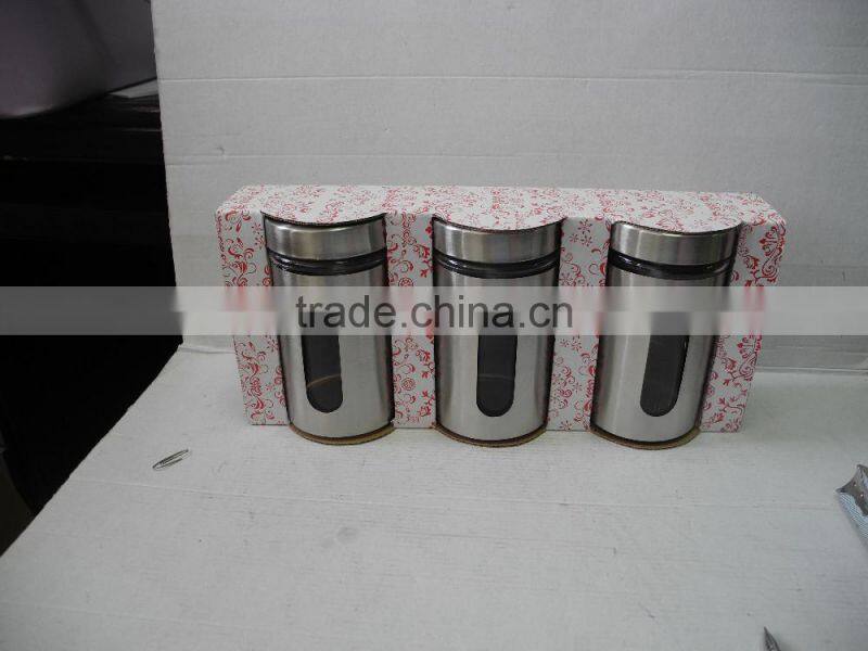 high quality 3pcs semilucent glass spice bottle with display box