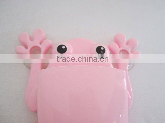 Frog shaped sucker type bathroom storage rack plastic toothbrush holder