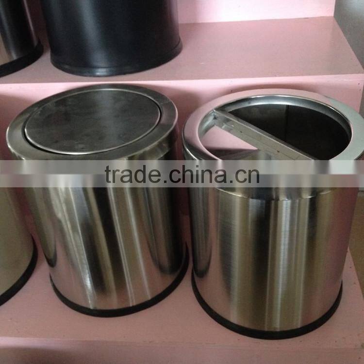 Standard size for indoor dustbin stainless steel funnal top room trash bin in Alibaba