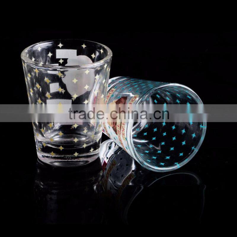 transparent custom silk decal printing glass mug for drinking