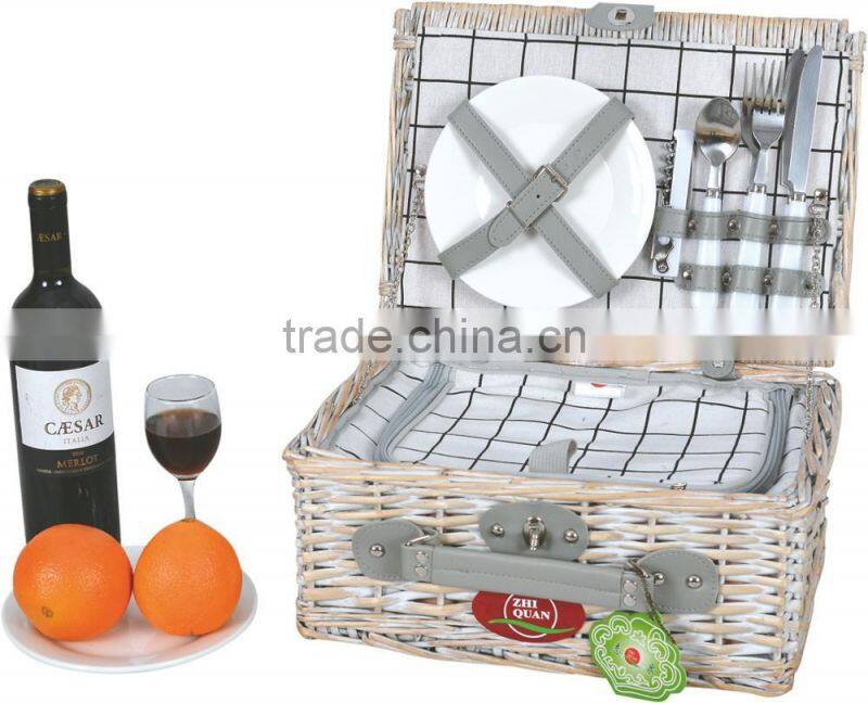 Handmade Natural Willow wicker picnic basket /hamper set