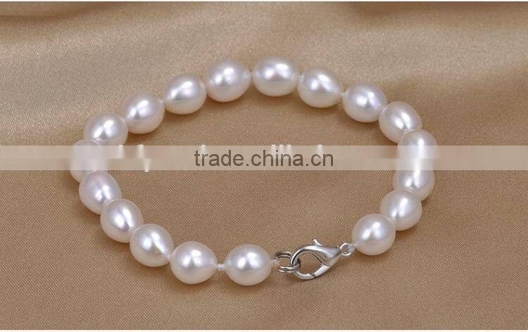 6-7 mm white rice shape freshwater pearl bracelet