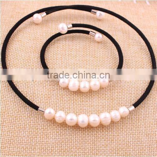 10-11 mm white freshwater pearl necklace and bracelet sets wholesale