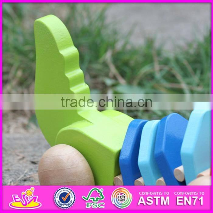 2016 new design wooden crocodile car baby pull toys W05C077