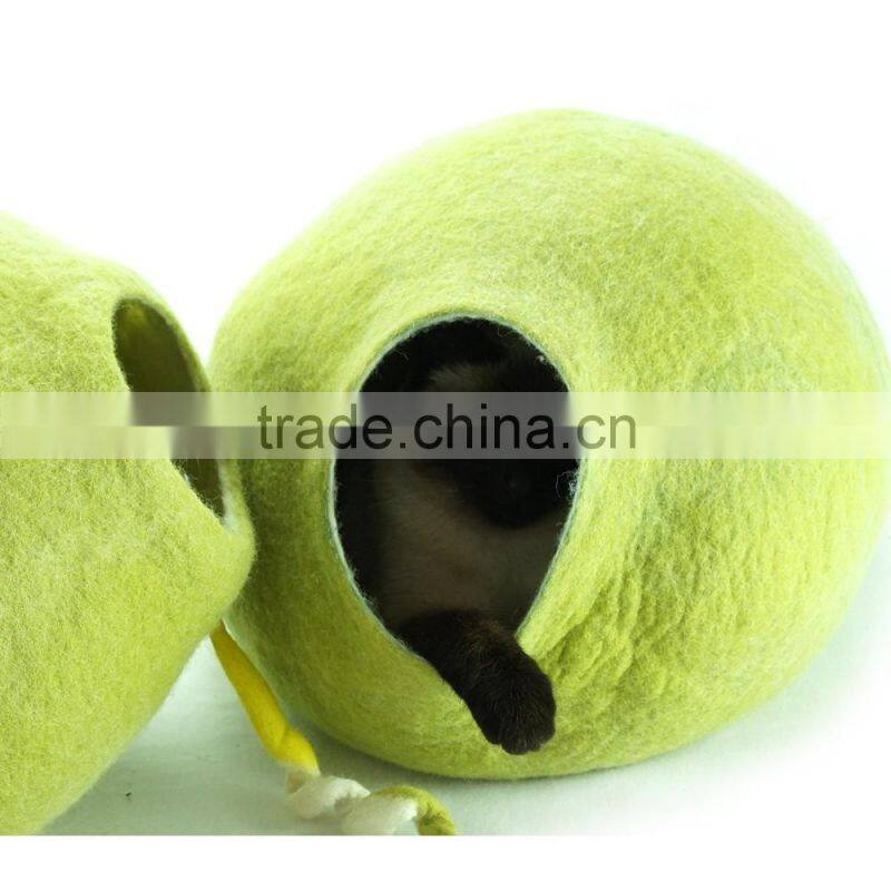 Cat Bed, House, Cave, Nap Cocoon, Wool Felt Handmade Large