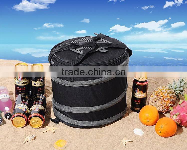 China supply round foldable collapsible cooler picnic bag for drink ,wine and food