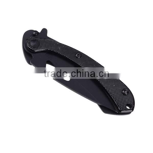 A21-1069 Stainless Steel Straight Black Edge Folding Knife